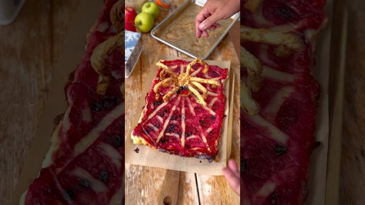 Upside Down Spooky Spiders Web Apple and Berry Tart