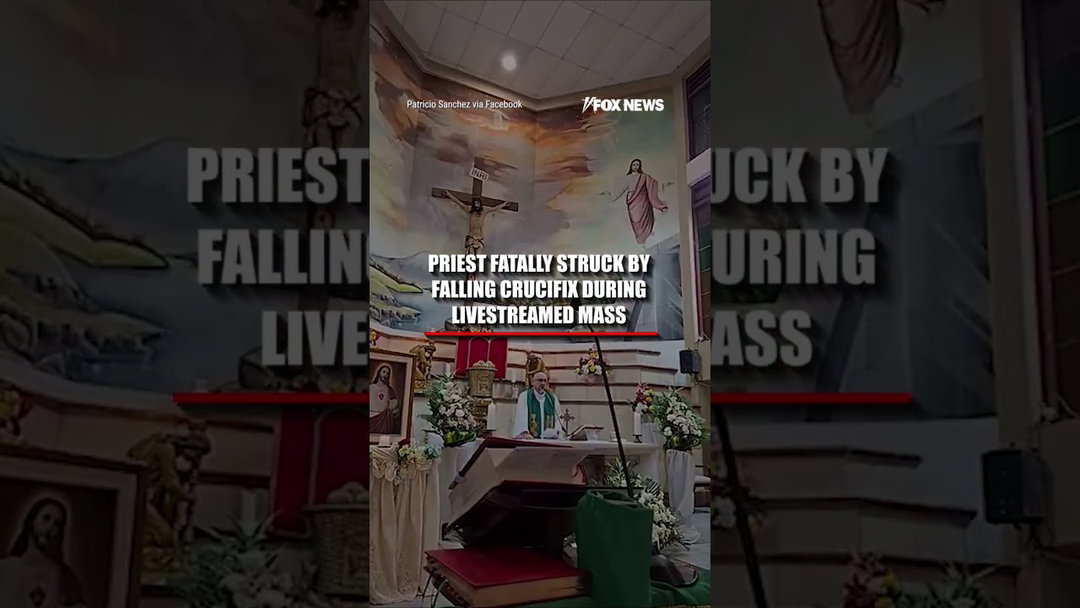 Priest FATALLY struck by falling crucifix during livestreamed mass