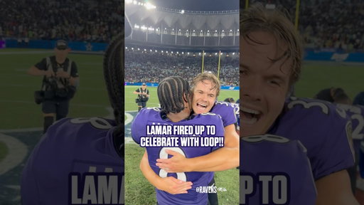 LAMAR CELEBRATES WITH TYLER LOOP AFTER GAME WINNER!!! #nfl #ravens #baltimoreravens