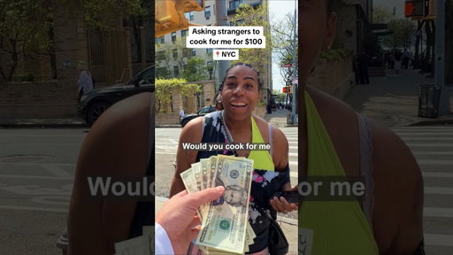 Asking strangers to cook for me for $100 until someone says yes #cookingchallenge #cooking #newyork