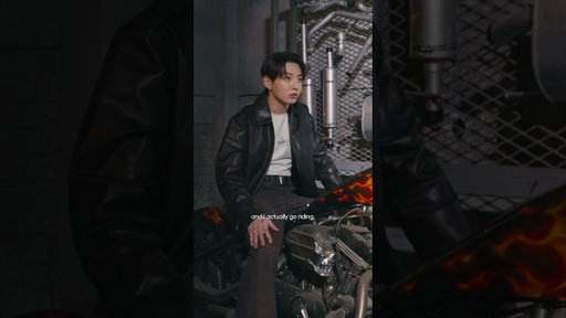 The rider look. Jung Kook wears the 90s Trucker and 90s Straight Jean in a custom Dusk wash.