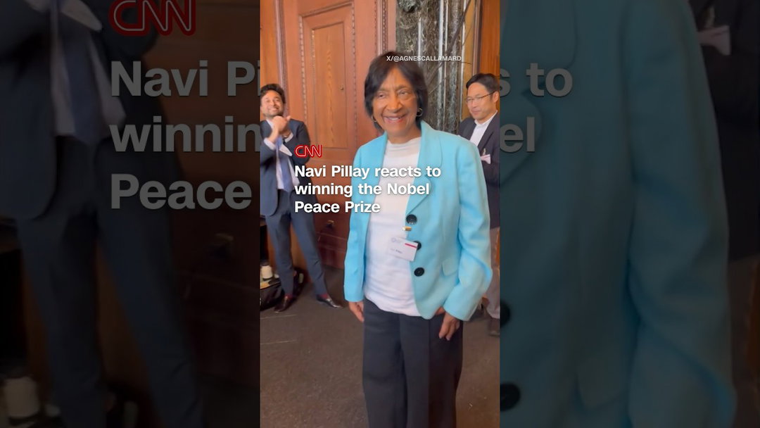 Navi Pillay reacts to winning the Nobel Peace Prize
