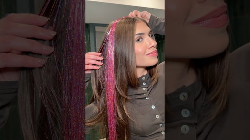 I FINALLY TRIED PINK HAIR TINSEL 😳✨#shorts