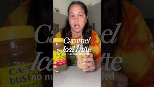 Caramel iced latte #coffee #icedlatte #caramellatte #instantcoffee #cafebustelo