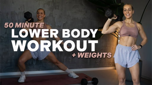 50 MIN LOWER BODY WORKOUT | GLUTES & QUADS | Lower Body Strength | LEGS ON FIRE | + Weights