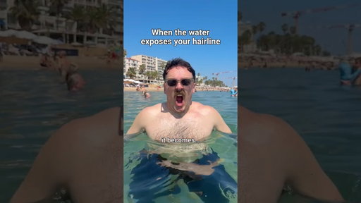 When the water exposes your hairline 🌊👀 #comedy #sketch #Couple #hairline #relatable #holiday