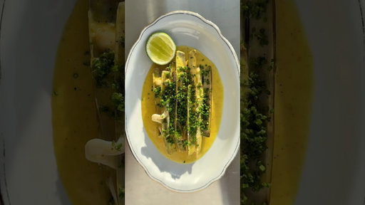 Razor clams, funky beurre blanc