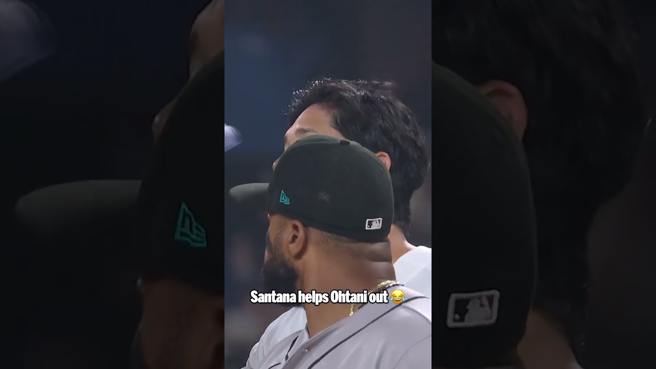 Peek-a-boo! 🤪 Shohei Ohtani and Carlos Santana have some fun 🤣