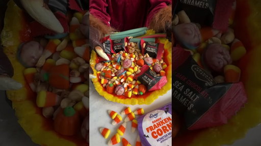 a candy corn bowl is the perfect way to serve up candy this Halloween 👻