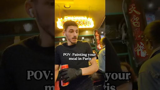 He was so invested in the painting 🥹❣️ #livepainting #foodillustration
