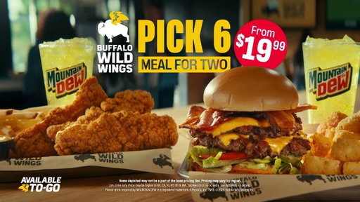 B-Dubs Pick 6 meal for 2 starting at $19.99. Music to our ears!