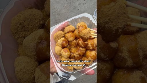 Fresh mochi with roasted soybean powder in Flushing Queens