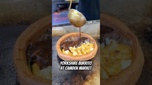 Have you had a British Burrito aka Yorkshire Burrito? It’s a Sunday Roast! #London #burrito #Camden