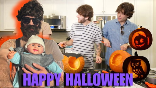 Hungover carving pumpkins on Halloween!!