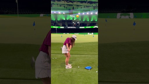 Got to practice on the TGL set! So cool 🤩 #golf #golfgirl #tgl #golfswing #puttinggreen