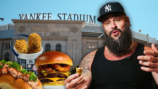 WWE Legend Braun Strowman tastes the menu at Yankee Stadium