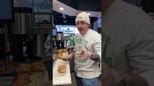 a proper cream cheese SHMEAR on a Jersey everything bagel 🥯