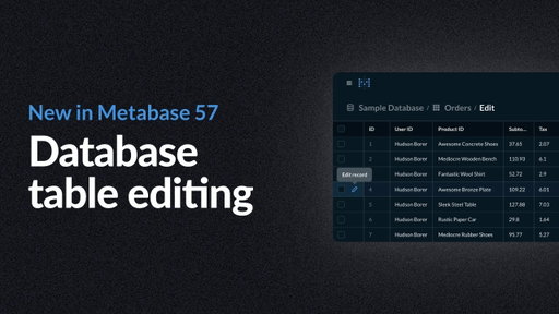 New in Metabase 57: Database table editing