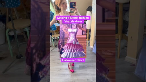 Making a Barbie fashion fashion fairytale dress 🤩💖 #diy #sewing #fashion #barbie #halloween