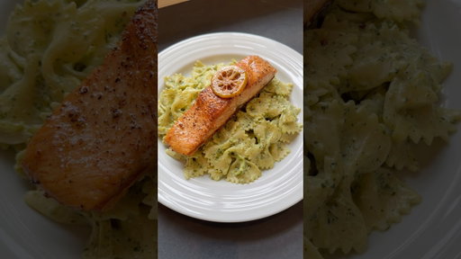 Pesto Lemon Ricotta Pasta with Salmon