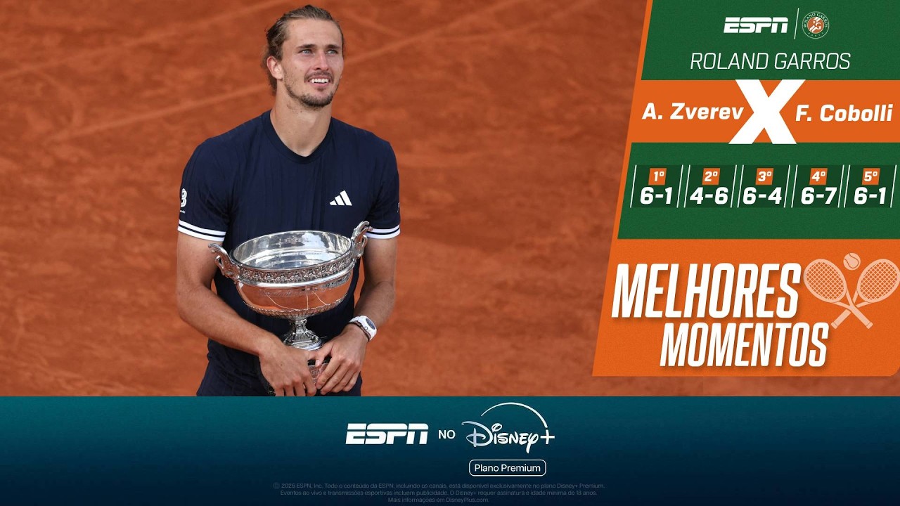 ZVEREV 'AMASSA' NO ÚLTIMO SET, BATE COBOLLI POR 3 SETS A 2 E VENCE PRIMEIRO GRAND SLAM DA CARREIRA!