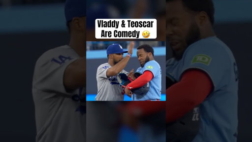 Vladimir Guerrero Jr. and Teoscar Hernández were having a bit of fun between innings 😂💙 #BlueJays