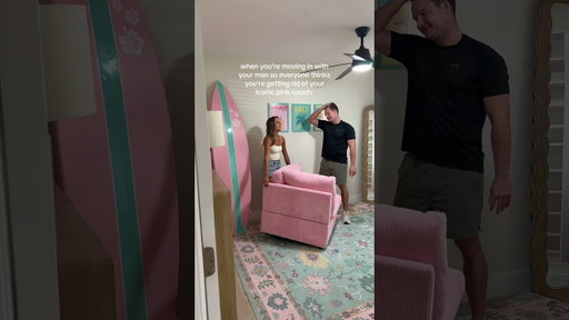 this is Barbie’s dream house 🤭 Wayfair couch made it to the new house #pinkcouchgirl #pinkcouch