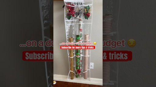 This $1 storage hack is perfect for Christmas wrapping paper! #momhack #lifehack #christmas