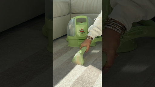 #ad Me + my @bissell  Little Green Mini 💚 Spills gone in 30 sec! #LittleGreenMini #BISSELLPartner