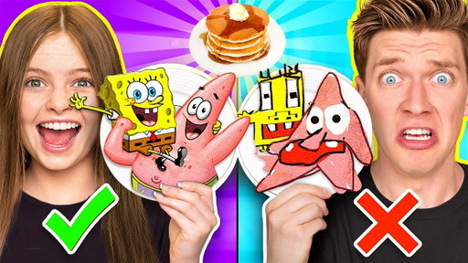 PANCAKE ART CHALLENGE ft. JORDAN MATTER!! | Learn How To Make SpongeBob Squarepants vs Roblox Minion
