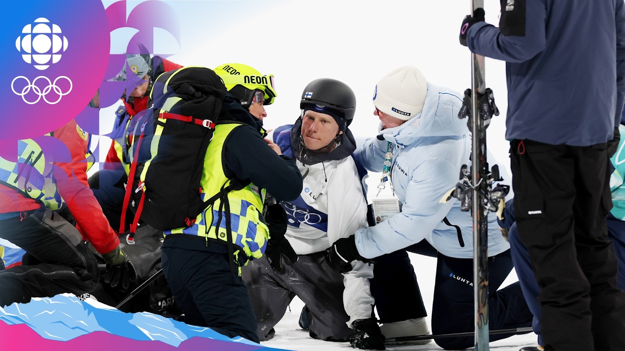 Finnish skier Elias Lajunen's frightening crash during the men’s big air qualifications