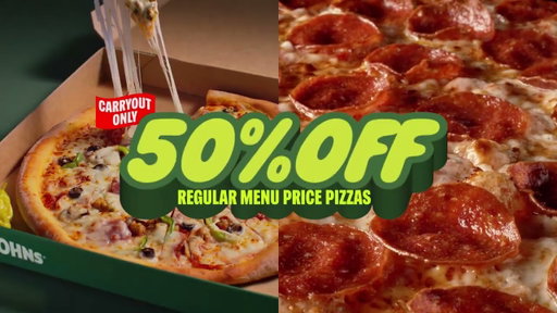 50% Off Regular Menu Price Pizzas - Carryout Only!