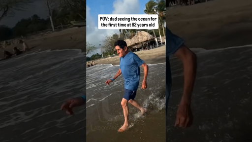 82-year-old sees ocean for the first time.... it's the skipping into the water at the end for me.