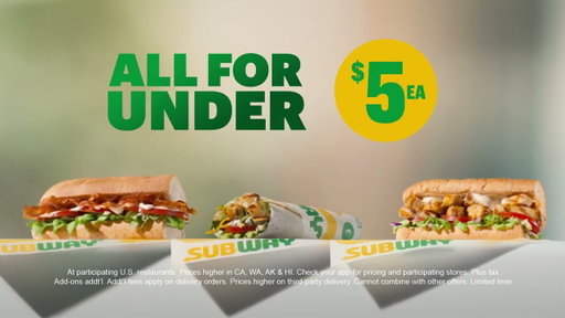 Subway’s New Fresh Value Menu | 15 protein packed choices. All under $5 each