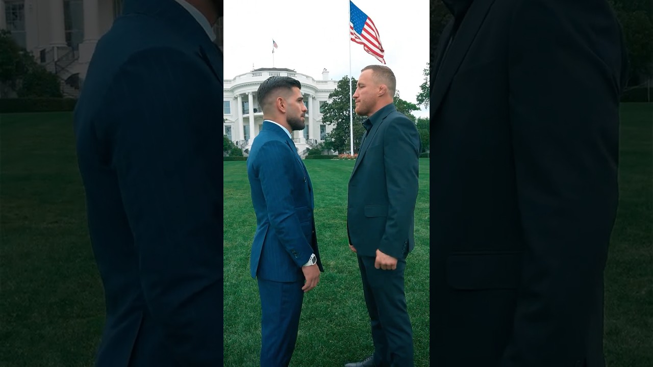 Ilia Topuria and Justin Gaethje FACE OFF #ufcwhitehouse