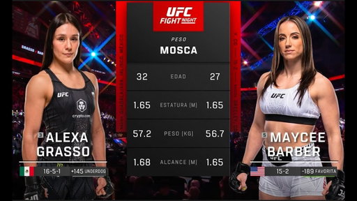 #NocheUFC Pelea Gratis: Grasso vs Barber