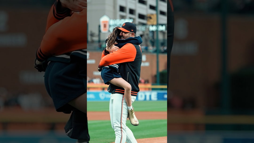 Justin Verlander’s daughter Genevieve throws the first pitch to her dad 🥹