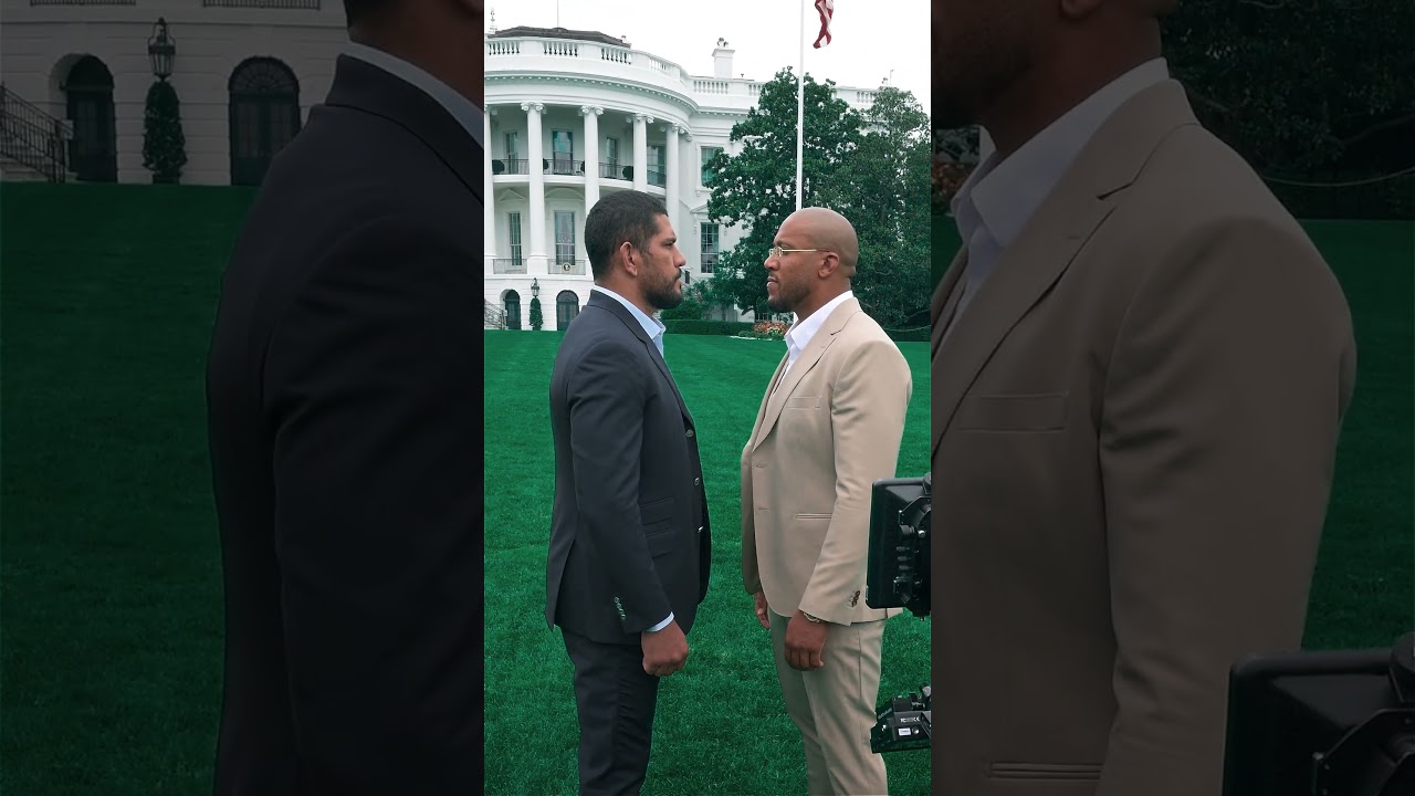 Alex Pereira looks HUGE during his face-off with Ciryl Gane at the White House! 😳 #UFCWhiteHouse