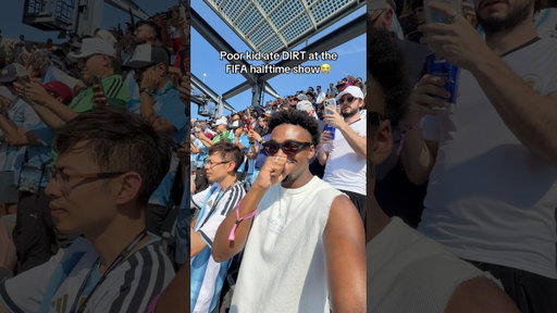 Lil bro ate DIRT at the World Cup😭 #worldcupfinal #halftimeshow #Soccer