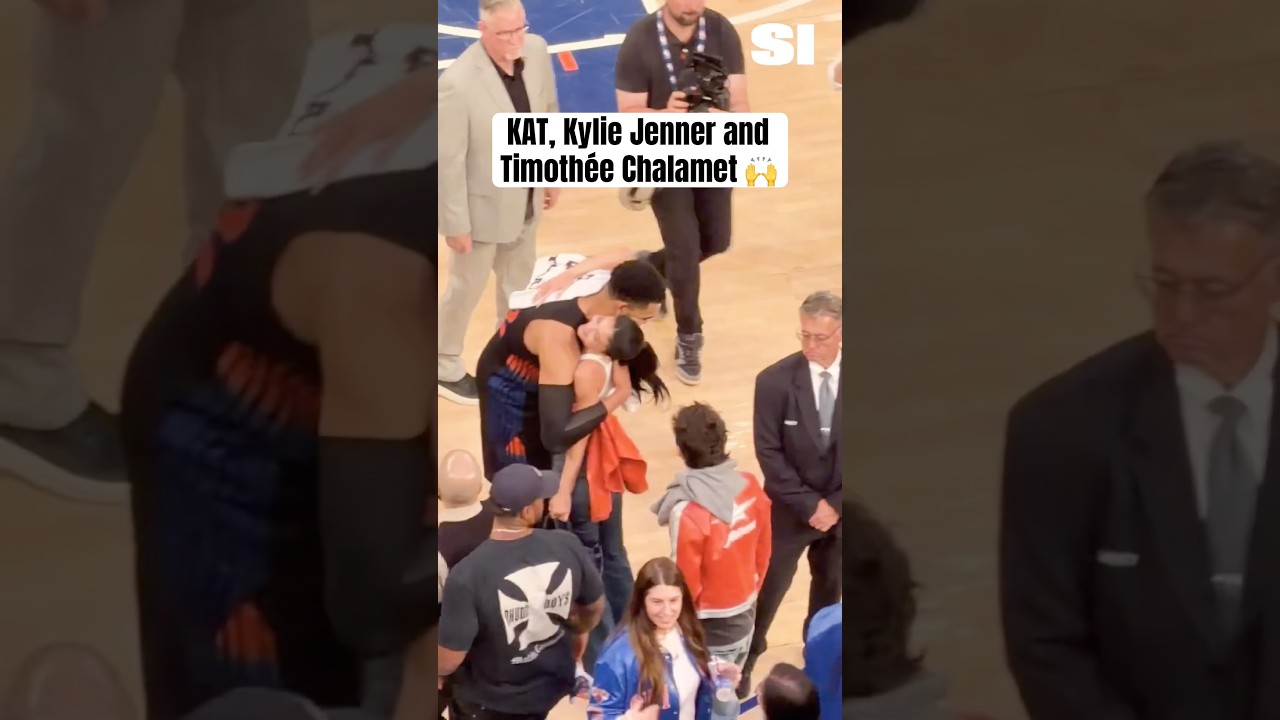 Kylie and Timothée with KAT after Game 2 💙🧡