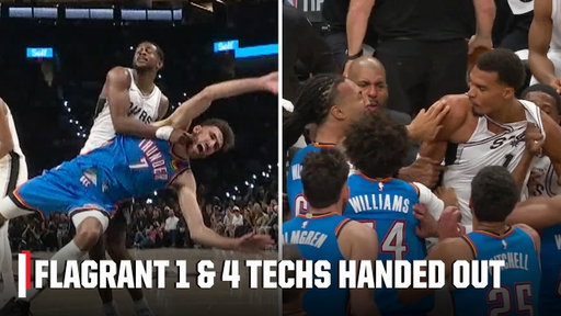 FLAGRANT 1 & 4 TECHNICALS 😳 NBA Opening Night gets HEATED between the Thunder & Spurs | NBA on ESPN