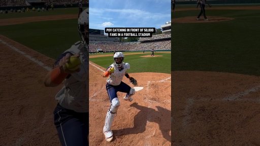 POV Catching in front of 50,000 Fans #baseball #baseballdrill #baseballszn #highlights #catcher