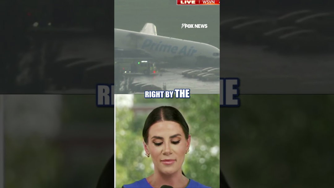 BREAKING: Amazon cargo jet overruns runway at Miami airport, STRIKES multiple vehicles #shorts