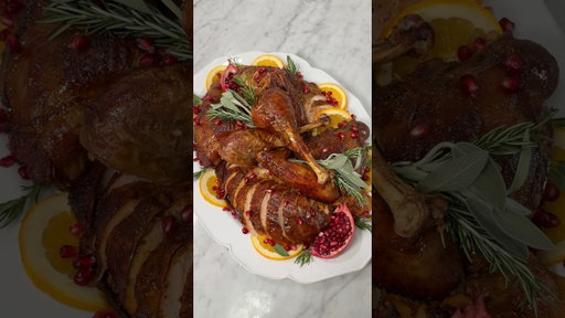 The best Thanksgiving turkey! Spatchcocked with an orange glaze and a delicious compound butter.