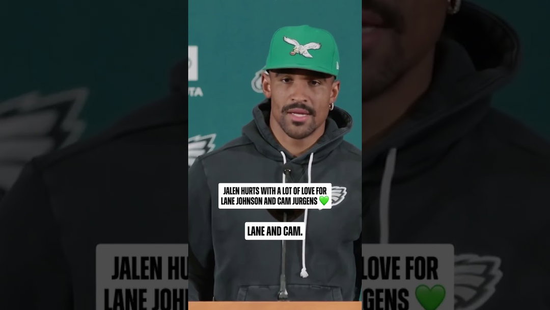 Hurts shows love for Lane Johnson and Cam Jurgens 💚🦅