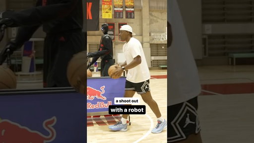 A shoot out with a ROBOT!!🏀🦾 I understand it now! #Redbull #LethalShooter #NBA