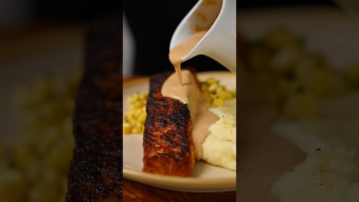 Cheesecake Factory at Home! Cajun Salmon, mashed potatoes and buttered corn!!!