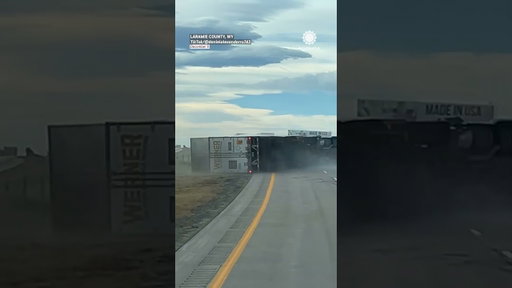 Semi Truck Flips From Extreme Winds on I-25 in Wyoming