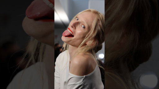 Ooh la la! #AlexConsani gets the perfect rouge lip ahead of our S/S 2027 runway show.