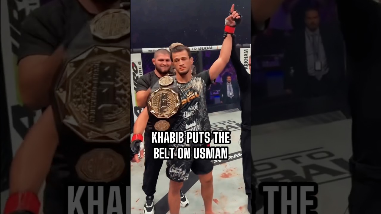 Khabib grabbed the belt from Jake Paul and wrapped it around Usman Nurmagomedov 👀